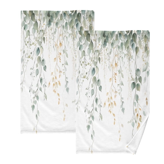 Ryvnso Leaves Cotton Hand Towels Sets Face Towel 2 PCs Bathroom Decorative