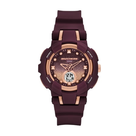 Skechers Women's Brynwood Analog-Digital Burgundy Plastic Watch