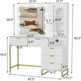 thumbnail image 2 of HOBLOC Makeup Vanity with Mirror and Lights, 45.3inch Vanity Desk with Power Outlet, 5 Drawers Wavy Stripe Makeup Table with Lighted Mirror, 3 Lighting Colors, White, 2 of 5