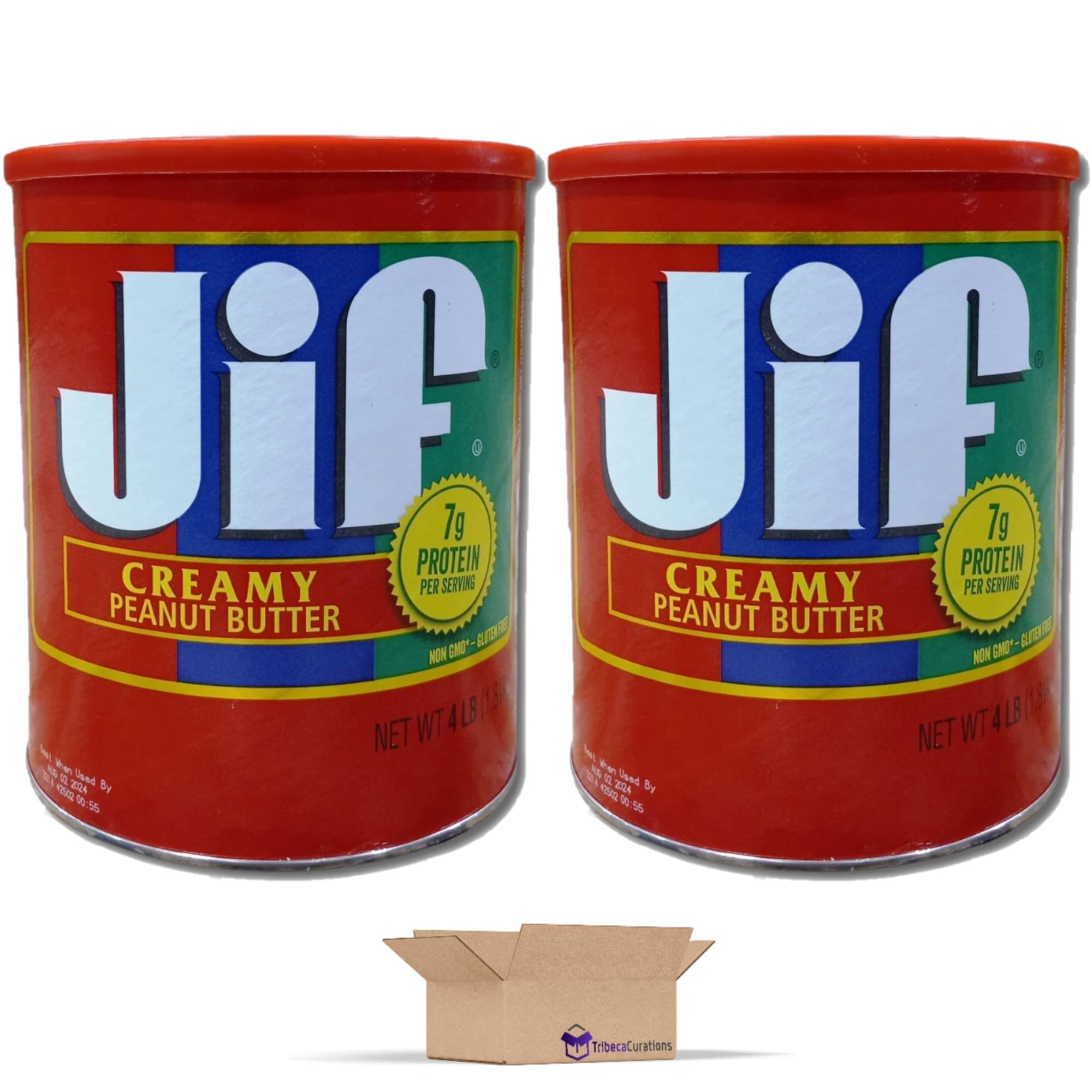 JIF Family Size Creamy Peanut Butter In A Tin Value Pack | 4 Pound Can | Pack of 2