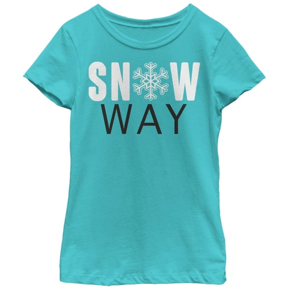 Girl's Lost Gods Christmas Snow Way  Graphic Tee Tahiti Blue Large