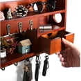 thumbnail image 4 of Key Holder for Wall, Mail Organizer Wall Mount with Storage Drawer and 10 Hooks, Easy Installation Key Holder Wall Mount for Home Decor, Ochre, 4 of 6
