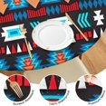 thumbnail image 4 of Blue and Orange Geometric Boho Pattern Round Fitted Tablecloth with Elastic Edge,Dining Table Cover Waterproof,Outdoor Round Tablecloth for Camping,Dining,Indoor and Outdoor, 4 of 7