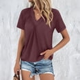 thumbnail image 6 of SUNBS Shirts for Women Short Sleeve V Neck Blouses Casual Loose Fit Pleated Tops Trendy Cute Fashion Clothes, 6 of 8