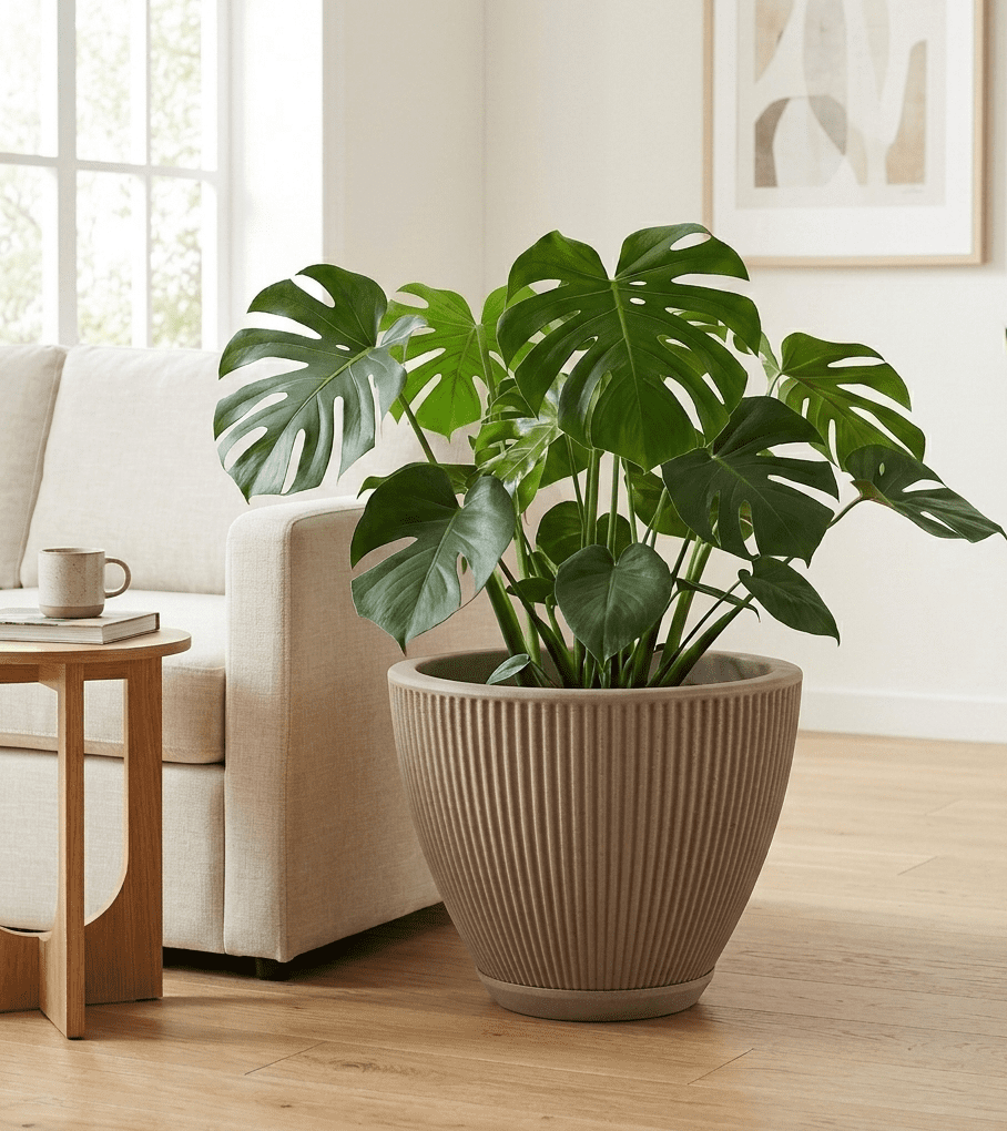 Ecobo 16.9 inches tall Eco-Friendly Round Pot Planter,Garoa Indoor/Outdoor use,Durable,Versatile&Lightweight,Designed by Brazilian Artisans,Contemporary AllWeather Design-Brown