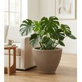 thumbnail image 4 of Ecobo 16.9 inches tall Eco-Friendly Round Pot Planter,Garoa Indoor/Outdoor use,Durable,Versatile&Lightweight,Designed by Brazilian Artisans,Contemporary AllWeather Design-Brown, 4 of 6