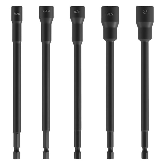 AEVXKHI 5PCS Hex Nut Driver Drill Bit with 1/4inch Hex Shank and Magnetic Tip, 150mm Length Bolt Socket for Power Drills