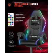 Bigzzia Gaming Chair with LED Lights, Adjustable Headrest & Lumbar Support, Height Adjustable, Black