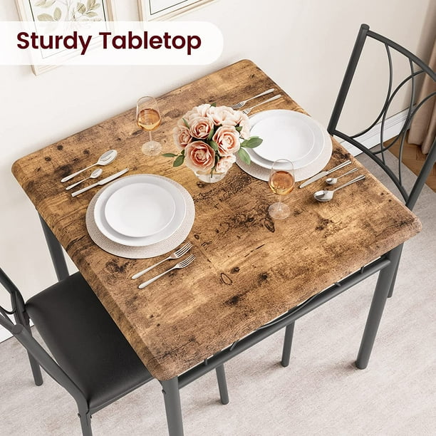 Historyli Juego de mesa de comedor para 2,mesa de comedor rectangular y juego de sillas para 2,juego de mesa de cocina rústica de 3 piezas,mesa de comedor que ahorra espacio para apartamentos