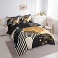 thumbnail image 2 of Castle Fairy Boho Tropical Leaf Bedding Comforter Set 7-Piece for Teens, Geometric Print King Bedding Sets for Bedroom, Black Beige,Black Reversible, 2 of 7