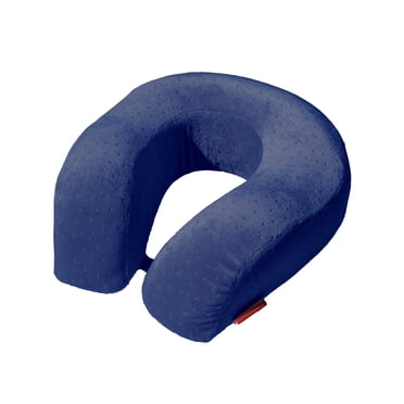 Bookishbunny Navy Memory Foam Travel Neck Pillow – Elevated Head Support For Home & Airplane – 11" X 10" X 5"