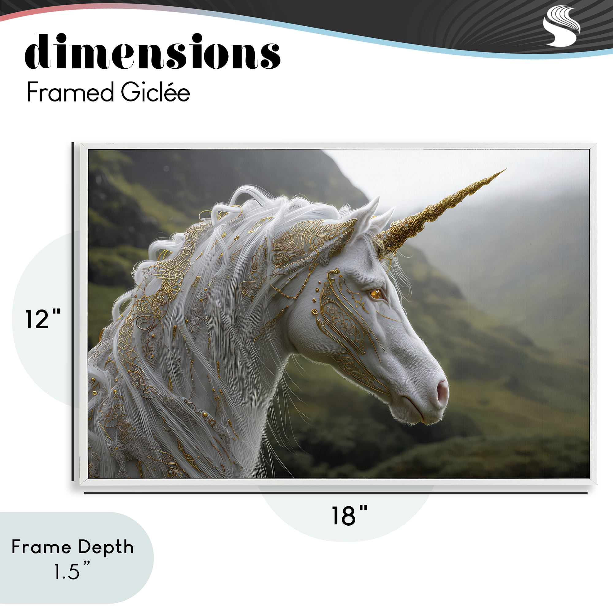 Stupell Industries Ornate Celtic Unicorn White Framed Giclee Art, design by The Wands Want