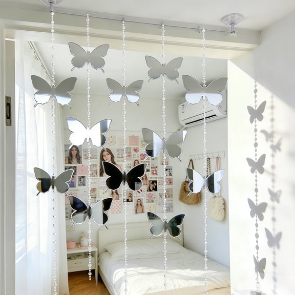 Sparkling Silver Butterfly Hanging Decorations - Dreamy Party Decor for Bedroom, Birthday & Girls' Gatherings