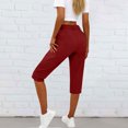 thumbnail image 3 of Besolor Womens Capri Pants Zipper Button High Waisted Straight Leg Casual Workout Athletic Capris with Pockets, 3 of 7
