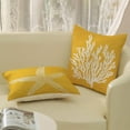 thumbnail image 5 of Coastal Pillow Covers 18x18 Inch Set of 2 Yellow Coral Starfish Throw Pillows Nautical Ocean Decorations Summer Linen Beach Pillowcase Outdoor Decor Farmhouse Cushion Case for Home Bedroom, 5 of 6