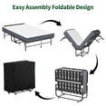thumbnail image 6 of 75" Folding Bed with Adjustable Headboard, Rollaway Guest Bed for Tall People, Portable Twin Cot Frame on Wheels, Easy Assembly, Black, 6 of 14