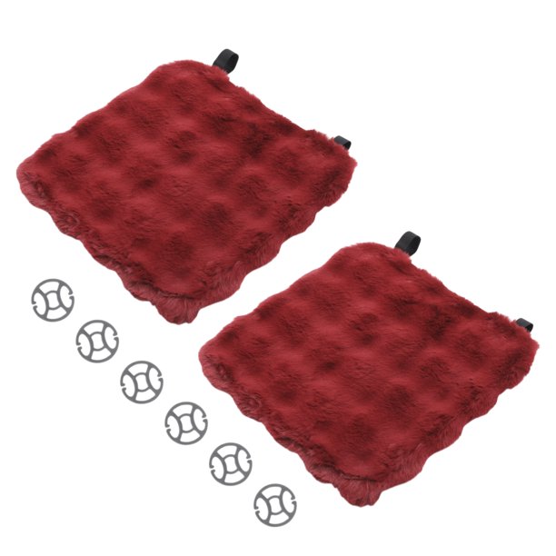 Funda de Asiento Inferior Única para Automóvil Rojo Vino Algodón Cuadrícula Universal para Automóvil SUV Camión 2 Pcs
