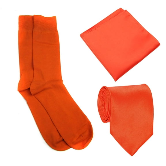 Orange Mens Tie Sock and Hanky Set