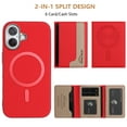 thumbnail image 5 of Allytechgroup Case for Apple iPhone 16, 2-in-1 Detachable Card Holder Magnetic RFID Blocking Wallet Shell [Compatible with MagSafe] Stand PU Leather Cover with Credit Card Slots/Cash Slot, Red, 5 of 13