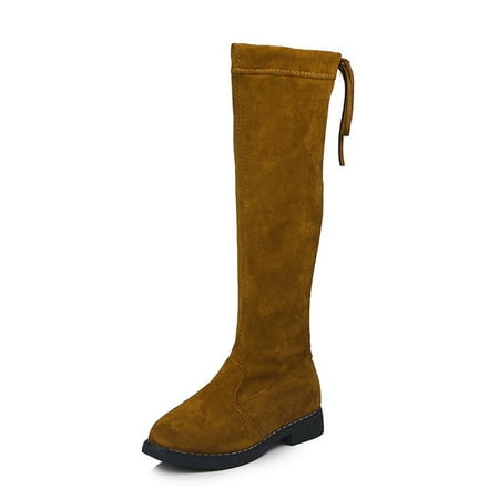 

Kids High Top Boots Faux Leather Solid Soft-soled Anti-slip Zip-up Knee High Shoes For Winter Christmas