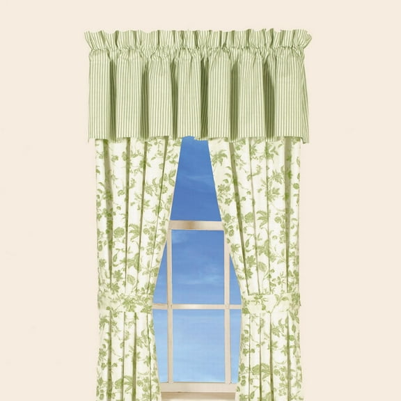 Sophia Floral Toile Green Cotton Window Curtain Drapery Single Panel