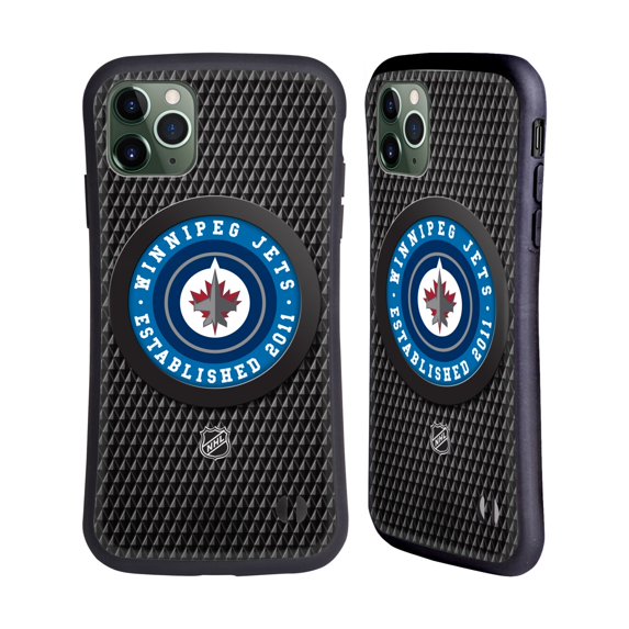 Head Case Designs Officially Licensed NHL Winnipeg Jets Puck Texture Hybrid Case Compatible with Apple iPhone 11 Pro Max