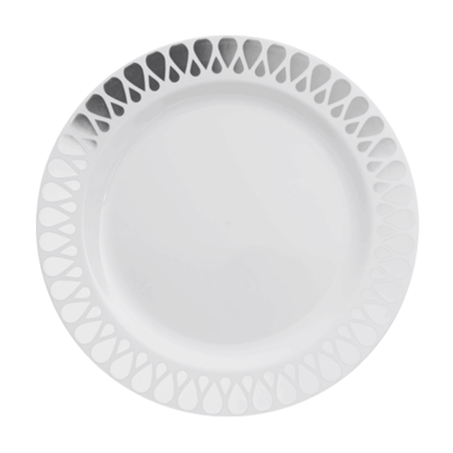 80 Assorted Round Scroll Design Luxury Dinner Party Clear Plastic Plate Set 