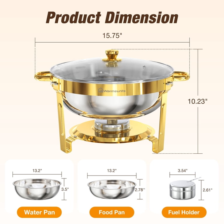 Warmounts Gold Stainless Steel Chafing Dishes, 2-Pack photo 3