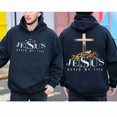 thumbnail image 2 of Jesus Saved My Life Hoodie-Unisex Graphic Pullover Hoodie, Cross and Crown Design, Long Sleeve, Soft Cotton Blend Material, 2 of 6