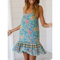 thumbnail image 4 of SHIBEVER Womens Dress Summer Casual Sleeveless Floral Dress for Women Sexy Boho Sun Beach Swing Mini Dresses Green, 4 of 7