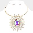thumbnail image 1 of AB  Gold Oval Stone Centered Abstract Pendant Necklace I, 1 of 2