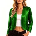 thumbnail image 7 of NominalSnug Womens Sequin Cardigan Open Front Long Sleeve Cropped Casual Jacket with Pockets Fall Outfits, 7 of 7