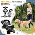 thumbnail image 3 of No Pull Dog Harness Large Dog, Heavy Duty Dog Leash Large Dogs, Reflective Mesh Front Clip, Shock Absorbing Bungee, Outdoor Walking Training, Gray, 1 Set, 3 of 6