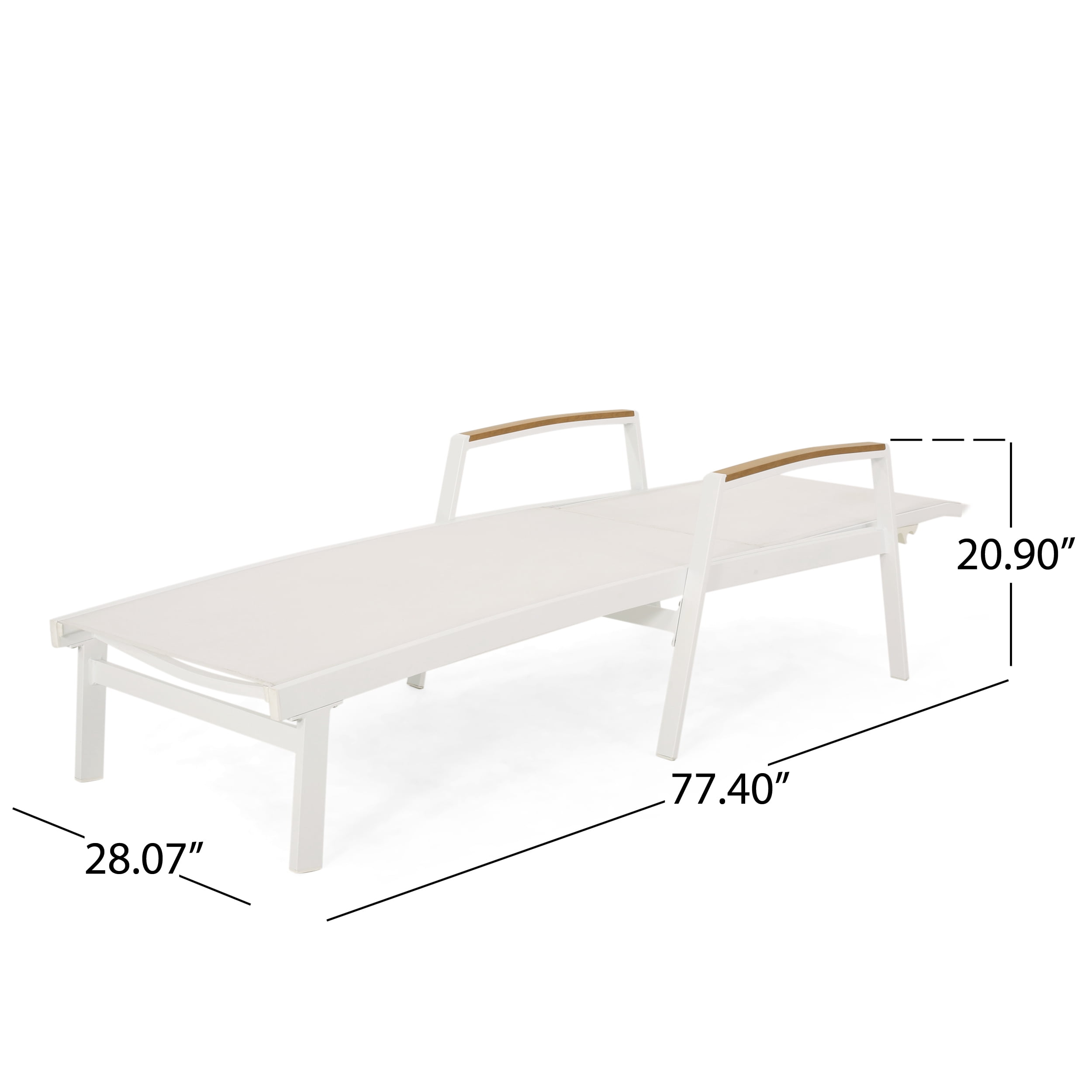 Terrance Outdoor Wicker and Aluminum Chaise Lounge, Set of 2, White