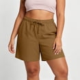 thumbnail image 6 of Plus Size Plus Size Women's Solid Drawstring Casual High Waist Elastic Waist Summer Shorts With Side Pockets | CSEONE,Brown 4XL, 6 of 9