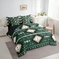 thumbnail image 3 of Feelyou Western Mandala Aztec Bedding Comforter Set 7pcs, Green Tribal Square Queen Bedding Sets, Vintage Boho Fashion Reversible Queen Sheet Sets, Microfiber Bedroom Decor, 3 of 8