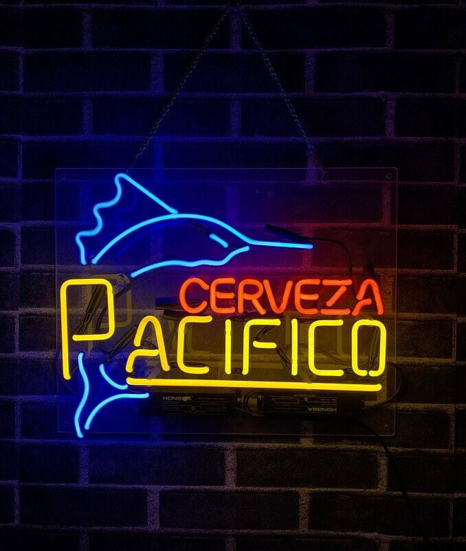 17"x14"Pacifico Fish Neon Sign Light Real Glass Tube Wall Hanging Nightlight Art 