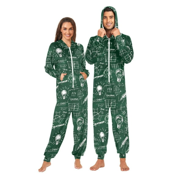 joogoo Science Note Green Unisex Adults Onesies Pajamas Jumpsuits L