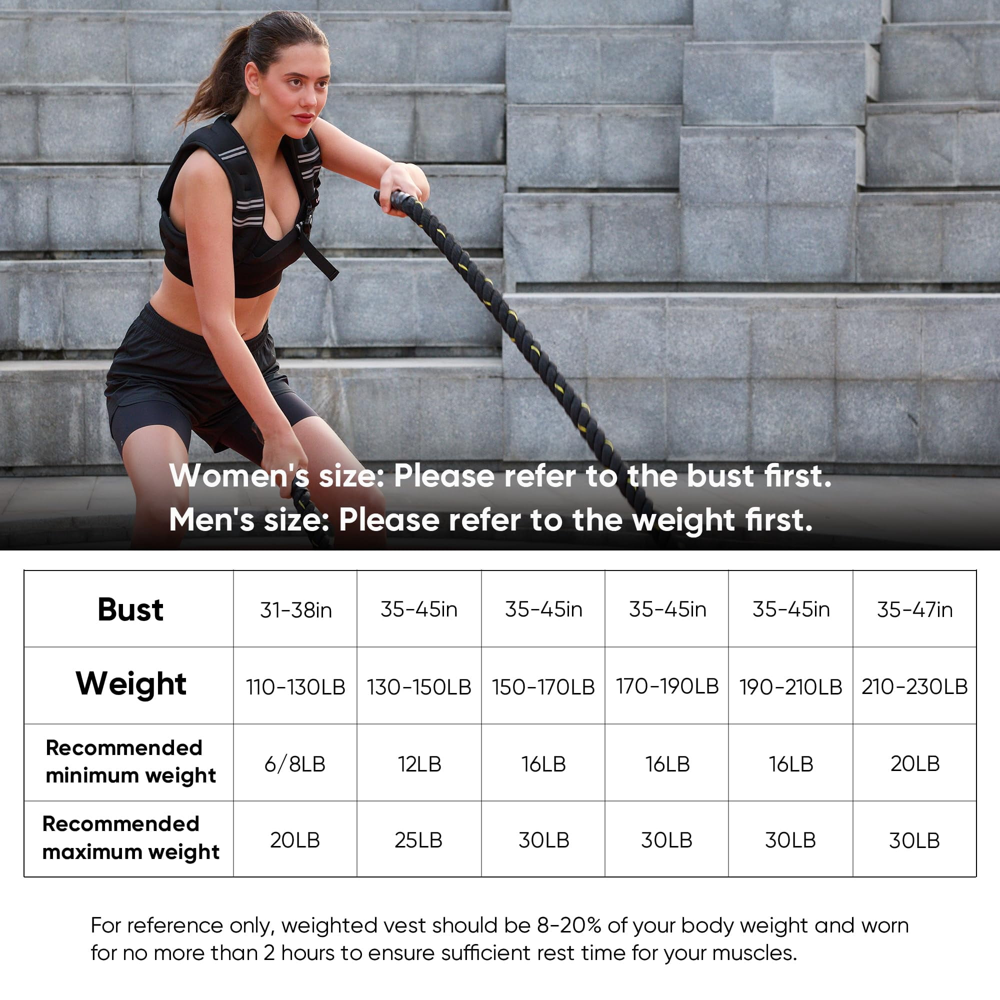 Weighted Vest for Men Women,  6LB 8LB 12LB 16LB 20LB 25LB 30LB Weights Vest with Adjustable Buckles & Reflective Stripes | Weight Vest for Walking Running Hiking Workout Gym training