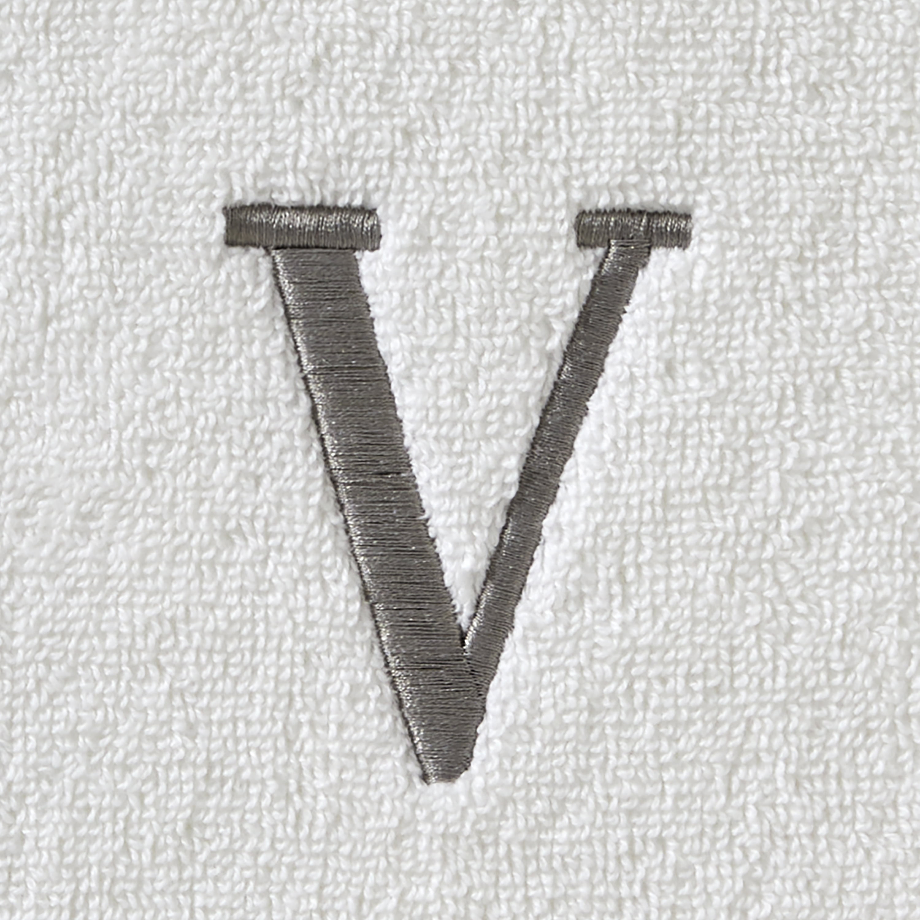 SKL Home Casual Monogram Hand Towel (2-Pack), "V", White