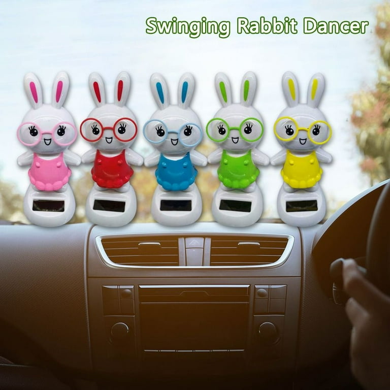 High Quality Car Dashboard Windowsill Office Desk Solar Powered Toy Car Decoration Solar Dancing Toys Swinging Rabbit Dancer RED