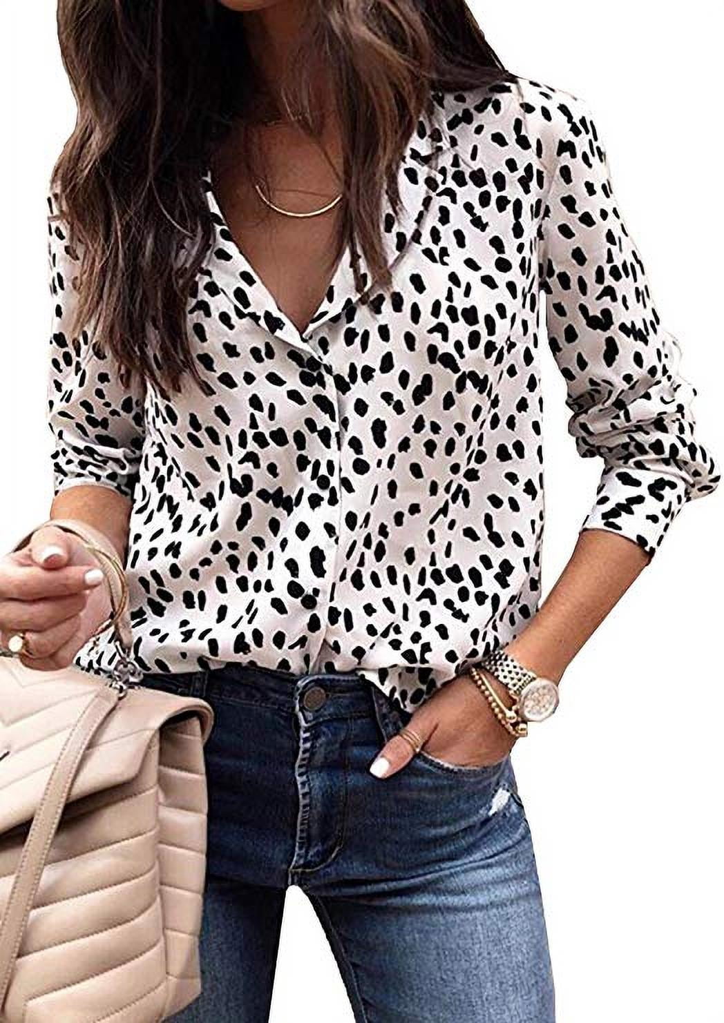 Women Long Sleeve Casual Blouse Ladies Zebra Striped Printed Buttons Shirt Tops 