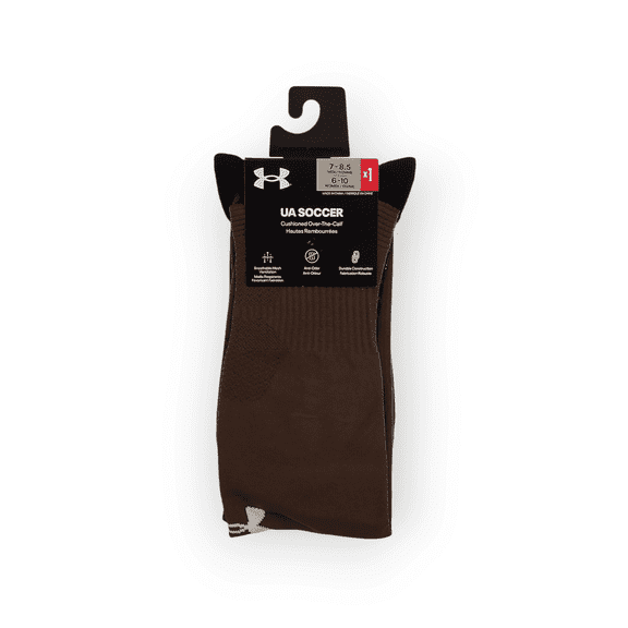 UA Soccer Cushioned OTC Socks, M 7-8.5/W 6-10, Brown