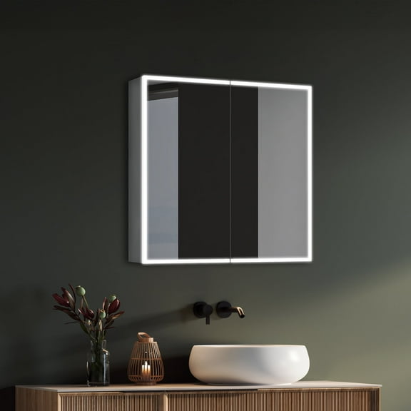 Dreamwerks Dani 28"W X 28"H LED Medicine Cabinet with Mirrored Doors