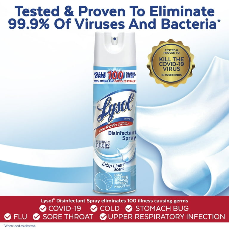 Lysol Crisp Linen Disinfectant Spray - 19 fl oz (0.6 quart) - Crisp Linen  Scent - 1 Each - Clear - A.F. Smith