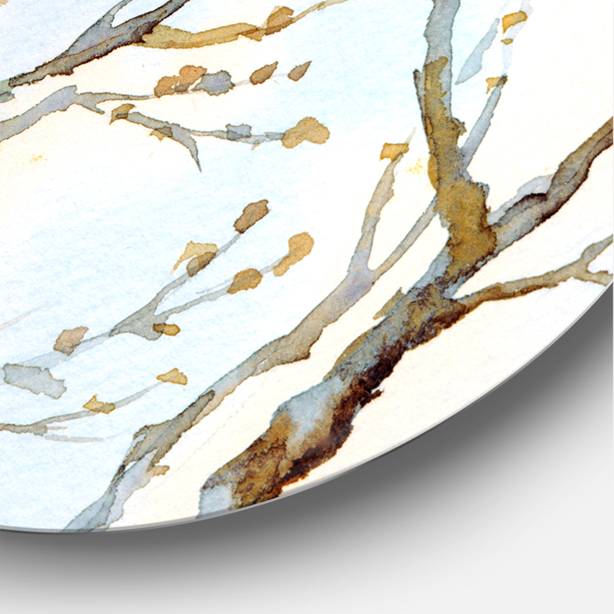 Designart 'Bird Sitting On Old Bare Tree With Blue Cloudy Sky' Traditional Circle Metal Wall Art 29x29 - Disc of 29