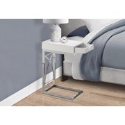 Spiffy Chrome Metal Base & Storage Drawer Side Table | Glossy White
