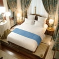 thumbnail image 6 of Bed Runner Scarf for Cal.King Size Bed, Blue Burlap Texture Beds Scarf Throws for Foot of Bedding, Farmhouse Vintage Blue Decorative Beds Runners for Bedroom Guestroom, 102"x20", 6 of 8