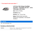thumbnail image 2 of Left Driver Side Halogen Headlight Assembly - Compatible with 2011 - 2016 Volkswagen Jetta Sedan 2012 2013 2014 2015, 2 of 2