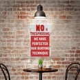 thumbnail image 5 of DIPQIM No Trespassing Sign Halloween Funny Metal Tin Sign-We Have Perfected Our Burying Technique- Retro Wall Decor Yard Signs, 8 x 12 Inch, 5 of 7